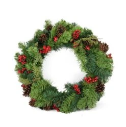 Northlight 24" Red Berry And Pine Cone Artificial Christmas Wreath, Unlit