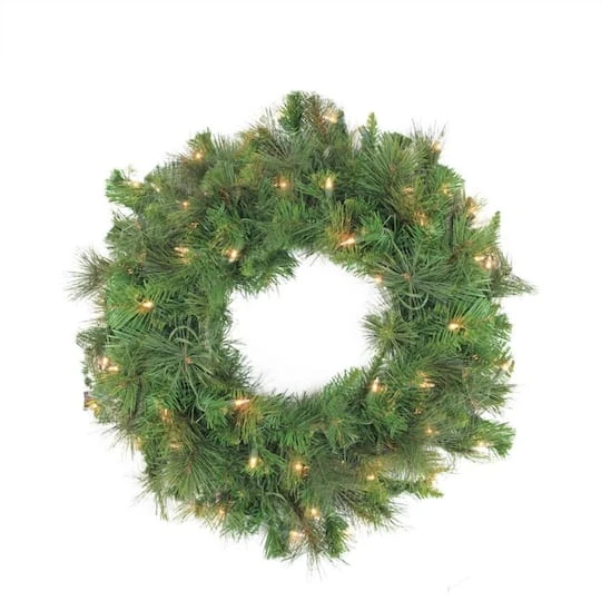 Northlight 36" Pre-Lit Canyon Pine Artificial Wreath With Clear Lights 1 Northlight 36" Pre-Lit Canyon Pine Artificial Wreath With Clear Lights