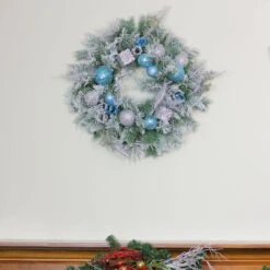 Northlight 24" Blue & Silver Sequin Ornaments Artificial Flocked Pine Wreath 7 Northlight 24" Blue & Silver Sequin Ornaments Artificial Flocked Pine Wreath -Michaels Store 28529 32275665 3