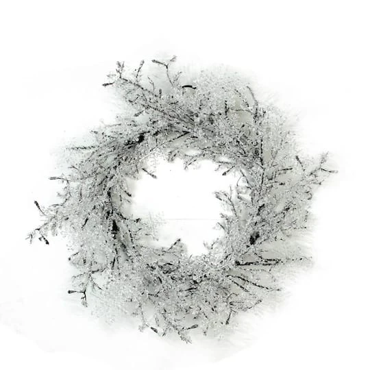 Northlight 22" Clear Ice & Snowflakes Black Twigs Wreath 2 Northlight 22" Clear Ice & Snowflakes Black Twigs Wreath - Image 2