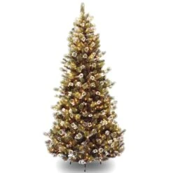7.5 Ft. Pre-Lit Glittery Pine Hinged Slim Artificial Christmas Tree, Clear Lights
