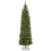 7 Ft. Pre-lit Kingswood Fir Pencil Artificial Christmas Tree, Multicolor Lights
