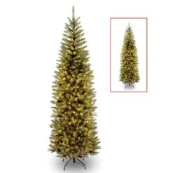 7 Ft. Pre-lit PowerConnect™ Kingswood Fir Pencil Artificial Christmas Tree, Dual Color® LED Lights