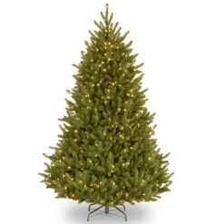 7.5 Ft. Pre-lit Hinged Natural Fraser Medium Fir Artificial Christmas Tree, Clear Lights