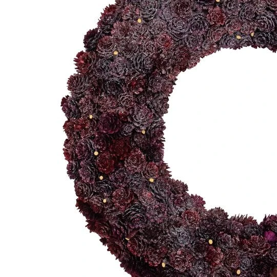 Northlight 18" Wine Burgundy Glitter Pine Cone Artificial Christmas Wreath, Unlit 5 Northlight 18" Wine Burgundy Glitter Pine Cone Artificial Christmas Wreath, Unlit - Image 5