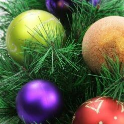 Northlight 24" Pre-Decorated Multicolor Ball Ornament Long Needle Pine Artificial Christmas Wreath, Unlit -Michaels Store D027330S 12