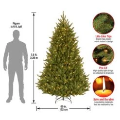 7.5 Ft. Pre-lit Hinged Natural Fraser Medium Fir Artificial Christmas Tree, Clear Lights -Michaels Store D040031S 15