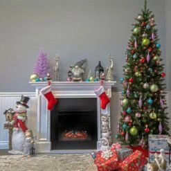 7 Ft. Pre-lit Kingswood Fir Pencil Artificial Christmas Tree, Multicolor Lights -Michaels Store D040102S 14