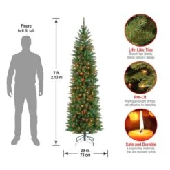7 Ft. Pre-lit Kingswood Fir Pencil Artificial Christmas Tree, Multicolor Lights -Michaels Store D040102S 15