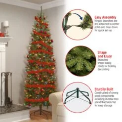 7 Ft. Pre-lit Kingswood Fir Pencil Artificial Christmas Tree, Multicolor Lights -Michaels Store D040102S 16