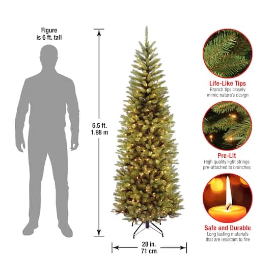 6.5 Ft. Pre-lit Kingswood Fir Pencil Artificial Christmas Tree, Clear Lights 7 6.5 Ft. Pre-lit Kingswood Fir Pencil Artificial Christmas Tree, Clear Lights - Image 7