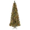 7ft. Pre-Lit Glistening Pine Pencil Slim Artificial Christmas Tree, Multicolor Lights