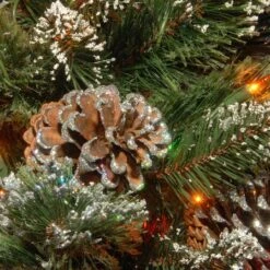 7ft. Pre-Lit Glistening Pine Pencil Slim Artificial Christmas Tree, Multicolor Lights -Michaels Store D205145S 13