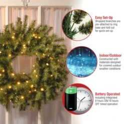 24" Norwood Fir Wreath With Warm White LED Lights -Michaels Store D206562S 16