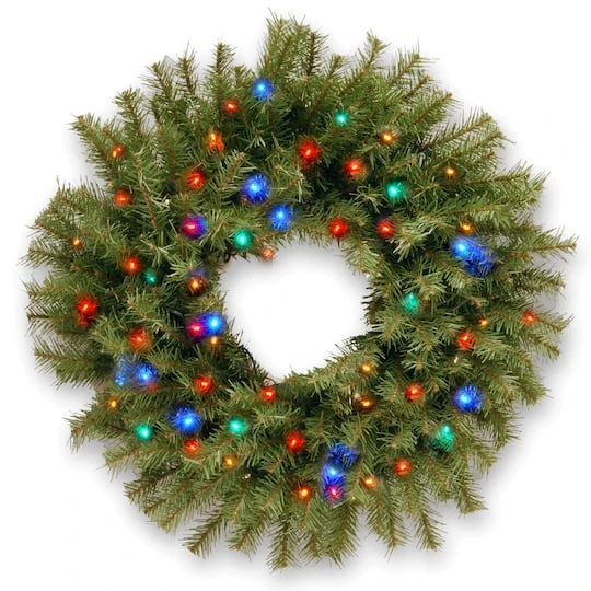 24" Norwood Fir Wreath With Multicolored LED Lights 1 24" Norwood Fir Wreath With Multicolored LED Lights