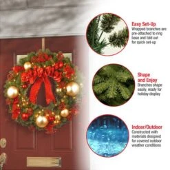 36" Decorative Collection Cozy Christmas Wreath With Red & Clear Lights -Michaels Store D206568S 15