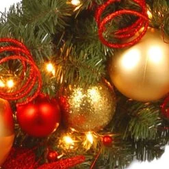 36" Decorative Collection Cozy Christmas Wreath With Red & Clear Lights -Michaels Store D206568S 3