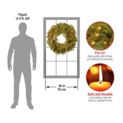 30" White Pine & Pine Cones Wreath With Soft White LED Lights -Michaels Store D206573S 4