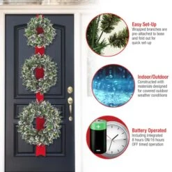 18", 22", & 26" Triple Wreath Door Décor Piece With Warm White Twinkle LED Lights 11 18", 22", & 26" Triple Wreath Door Décor Piece With Warm White Twinkle LED Lights -Michaels Store D206578S 15