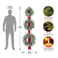 18", 22", & 26" Triple Wreath Door Décor Piece With Warm White Twinkle LED Lights 10 18", 22", & 26" Triple Wreath Door Décor Piece With Warm White Twinkle LED Lights -Michaels Store D206578S 4