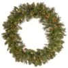 36" Crestwood Spruce Wreath With Silver Bristle, Cones, Red Berries & Glitter With 200ct. Clear Lights