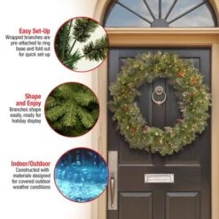 36" Crestwood Spruce Wreath With Silver Bristle, Cones, Red Berries & Glitter With 200ct. Clear Lights 11 36" Crestwood Spruce Wreath With Silver Bristle, Cones, Red Berries & Glitter With 200ct. Clear Lights -Michaels Store D206591S 15