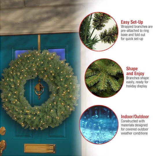 36" Norwood Fir Wreath With 100ct. Clear Lights 6 36" Norwood Fir Wreath With 100ct. Clear Lights - Image 6