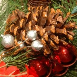 24" Decorative Collection Hydrangea Wreath With Cones, Red Berries & 50ct. Soft White Battery Operated LED Lights With Timer -Michaels Store D206595S 14