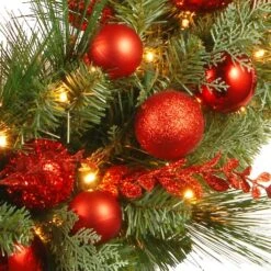 24" Decorative Collection Christmas Red Mixed Wreaths With 50ct. Soft White Battery Operated LED Lights With Timer -Michaels Store D206600S 3