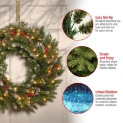 30" Frosted Berry Wreath With 100ct. Clear Lights -Michaels Store D206605S 15