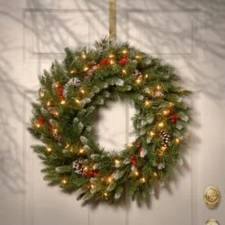 30" Frosted Berry Wreath With 100ct. Clear Lights -Michaels Store D206605S 2
