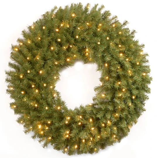 30" Norwood Fir Wreath With 100ct. Warm White Battery Operated LED Lights 1 30" Norwood Fir Wreath With 100ct. Warm White Battery Operated LED Lights