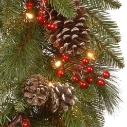 24" Feel Real® Bristle Berry Wreath With Red Electronic Candle, Red Berries & Cones -Michaels Store D206627S 3