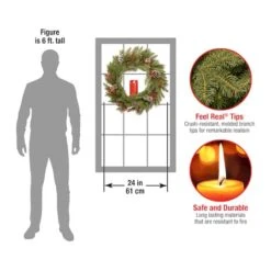 24" Feel Real® Bristle Berry Wreath With Red Electronic Candle, Red Berries & Cones -Michaels Store D206627S 4