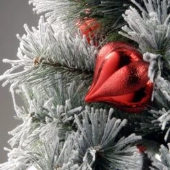 24" Snowy Bristle Pine Wreaths With Red & Silver Ornaments & Warm White LED Lights 9 24" Snowy Bristle Pine Wreaths With Red & Silver Ornaments & Warm White LED Lights -Michaels Store D206633S 3