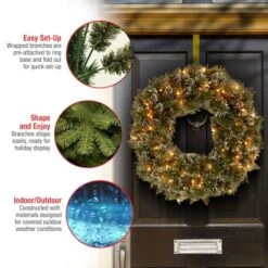 24" Glittery Bristle® Pine Wreath With Clear Lights -Michaels Store D206644S 15