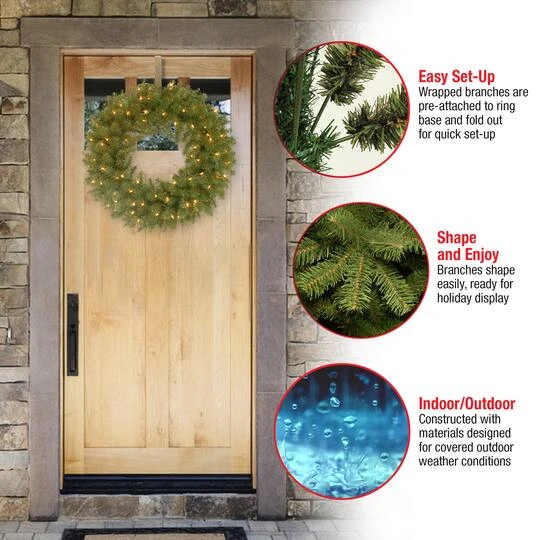 24" North Valley® Spruce Wreath With Dual Color LED Lights 6 24" North Valley® Spruce Wreath With Dual Color LED Lights - Image 6