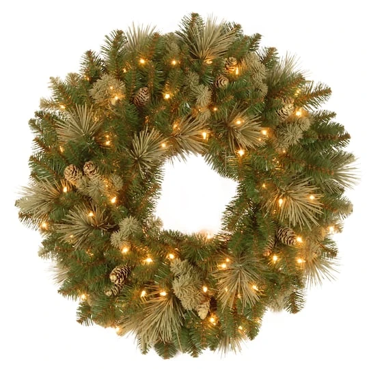 24" Carolina Pine Wreath With Warm White LED Lights 1 24" Carolina Pine Wreath With Warm White LED Lights