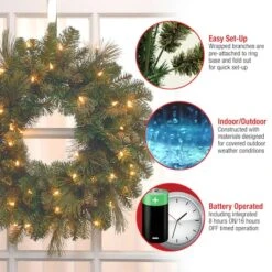 24" Carolina Pine Wreath With Warm White LED Lights 11 24" Carolina Pine Wreath With Warm White LED Lights -Michaels Store D206662S 15
