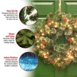 24" Wintry Pine® Wreath With Pine Cones, Red Berries, Snowflakes & Clear Lights -Michaels Store D206667S 16