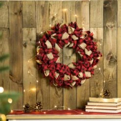 Glitzhome® 19" Christmas Plaid Fabric Wreath -Michaels Store D210703S 6
