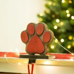 Glitzhome® 6.3" Red & Brown Paw Stocking Holder 8 Glitzhome® 6.3" Red & Brown Paw Stocking Holder -Michaels Store D231673S 2