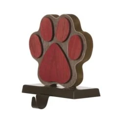 Glitzhome® 6.3" Red & Brown Paw Stocking Holder 9 Glitzhome® 6.3" Red & Brown Paw Stocking Holder -Michaels Store D231673S 3