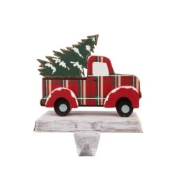 Glitzhome® 6" Red Truck & Tree Stocking Holder