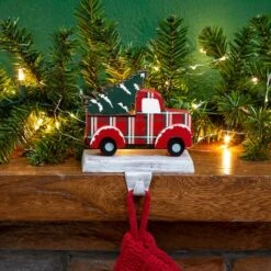 Glitzhome® 6" Red Truck & Tree Stocking Holder -Michaels Store D231676S 2