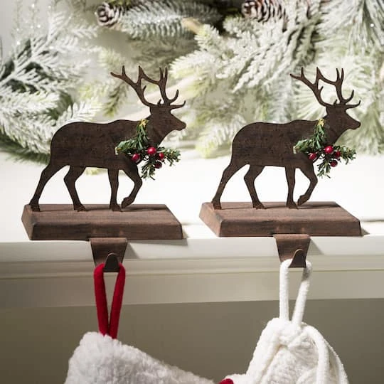 Glitzhome® 6.5" Reindeer Stocking Holder Set 3 Glitzhome® 6.5" Reindeer Stocking Holder Set - Image 3