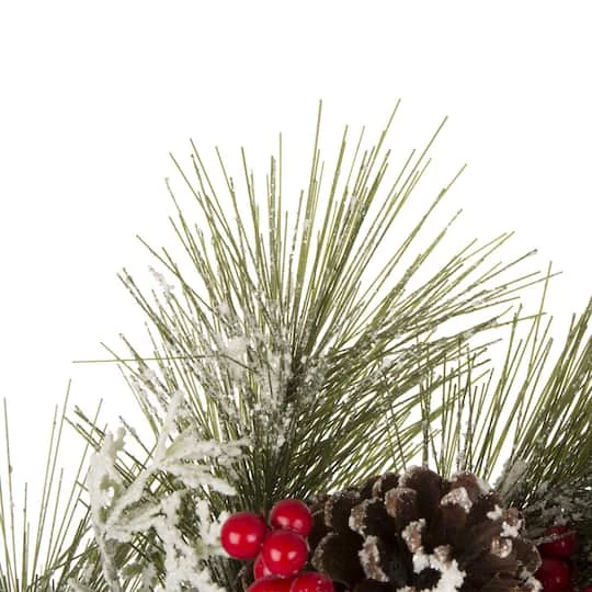 Glitzhome® 24" Flocked Pinecone & Berry Wreath 6 Glitzhome® 24" Flocked Pinecone & Berry Wreath - Image 6