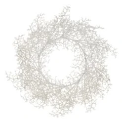 22" White Glittered Plastic Twig Wreath