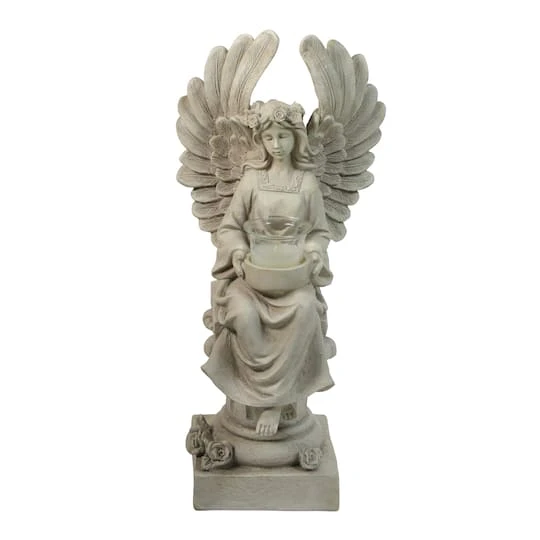 Northlight 17" Peaceful Angel Sitting On A Pedestal Candle Holder Statue 1 Northlight 17" Peaceful Angel Sitting On A Pedestal Candle Holder Statue