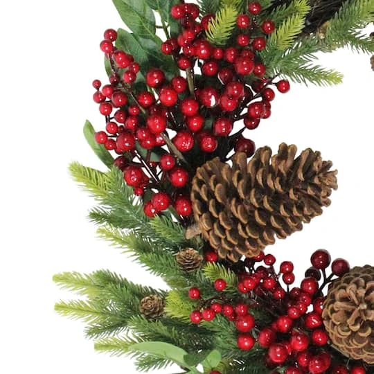 Northlight 22" Red Berry & Pinecone Wreath 5 Northlight 22" Red Berry & Pinecone Wreath - Image 5